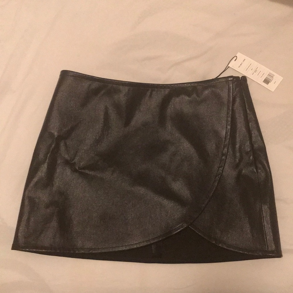 Helmut Lang Leather Overlap Mini Skirt
